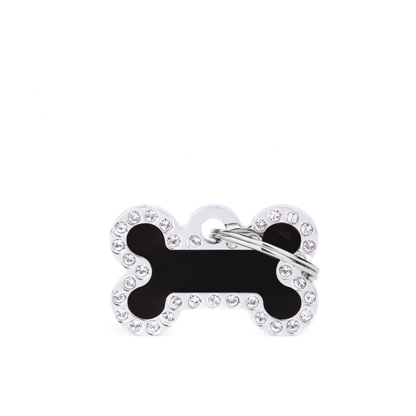Placa ID My Family Hueso Pequeño Negro Glam | Accesorios Perros | Anipet Colombia