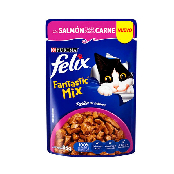 Alimento Húmedo Para Gato Felix Con Salmon y Salsa De Carne Fantastic  |Anipet Colombia