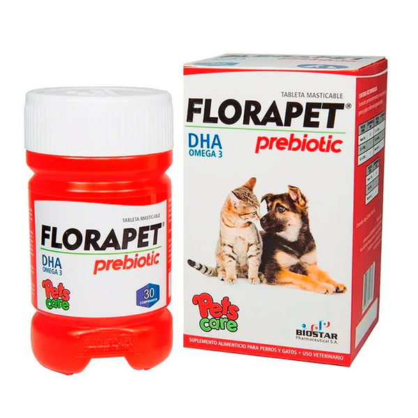 Florapet Prebiotic Con DHA omega 3 Para Perro y Gato x 30 Comprimidos|Medicamentos perros y gatos|Anipet Colombia